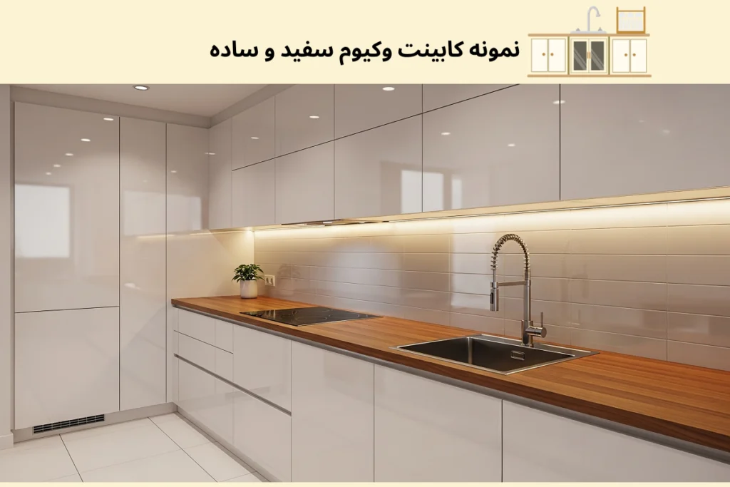 عکس کابینت وکیوم سفید و ساده | داری چوب