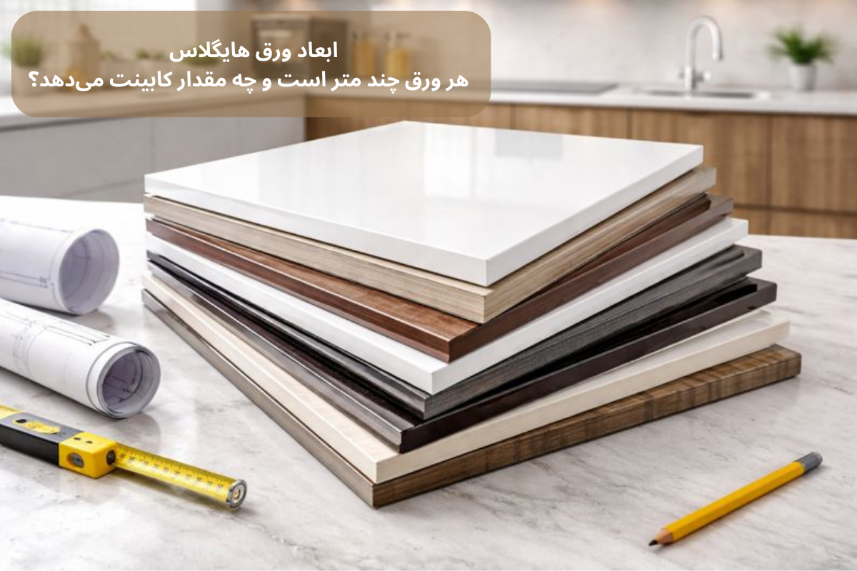 ابعاد ورق هایگلاس هر ورق چند متر است و چه مقدار کابینت می‌دهد؟| داری چوب