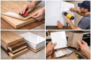 نصب روکش کابینت: آموزش تعویض روکش کابینت MDF و های‌گلاس | داری چوب