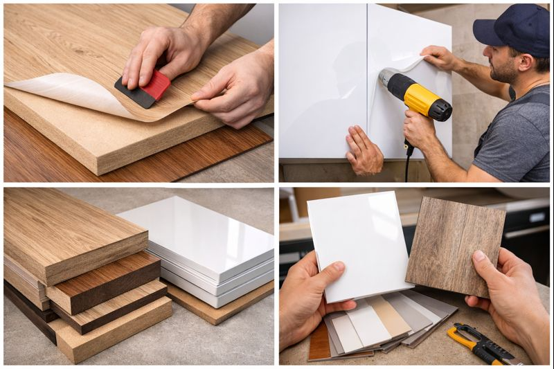 نصب روکش کابینت: آموزش تعویض روکش کابینت MDF و های‌گلاس | داری چوب