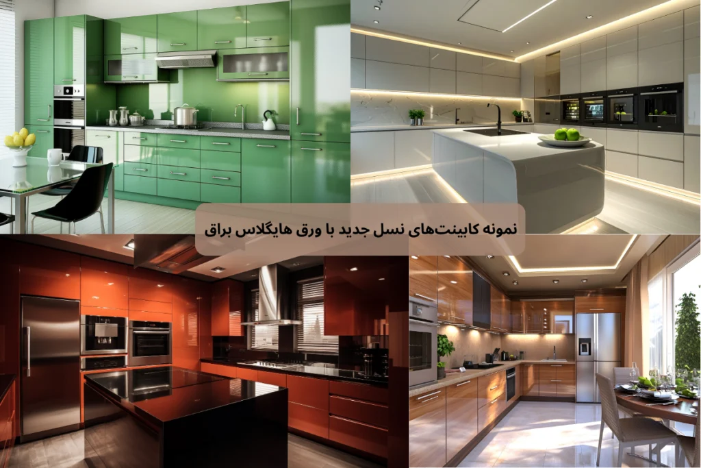 عکس نمونه کابینت هایگلاس براق | داری چوب
