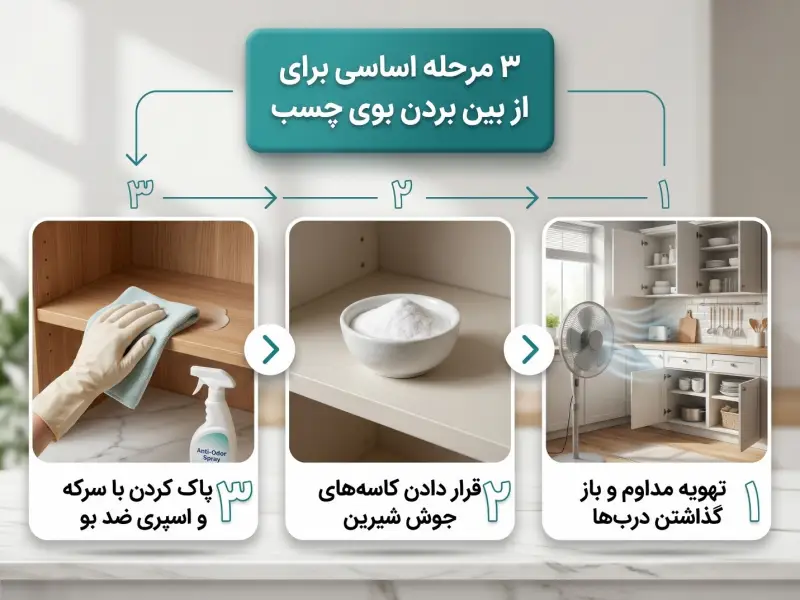  پاکسازی با محلول سرکه و استفاده از اسپری ضد بوی چوب
