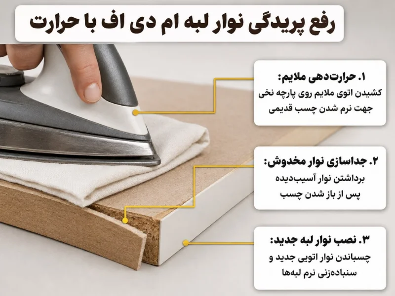 تکنیک‌های رفع پریدگی لبه ام دی اف با نوار لبه
