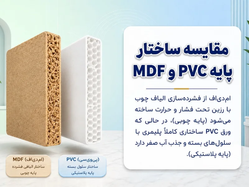 مقایسه ساختار پایه ورق PVC (فومیزه) با مغزی ام دی اف