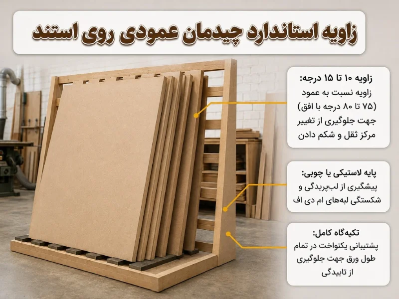 زاویه استاندارد در چیدمان عمودی برای جلوگیری از تابیدگی
